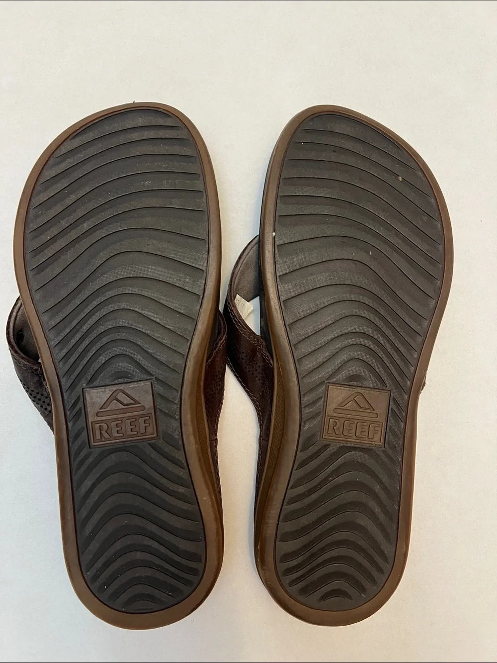 MENS REEF CUSHION SPRING LEATHER FLIP FLOP SANDALS SIZE 12